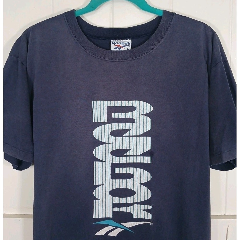 Vintage Reebok Shirt Single Stitch Spell Out Graphic Tee Men's Large Made in USA